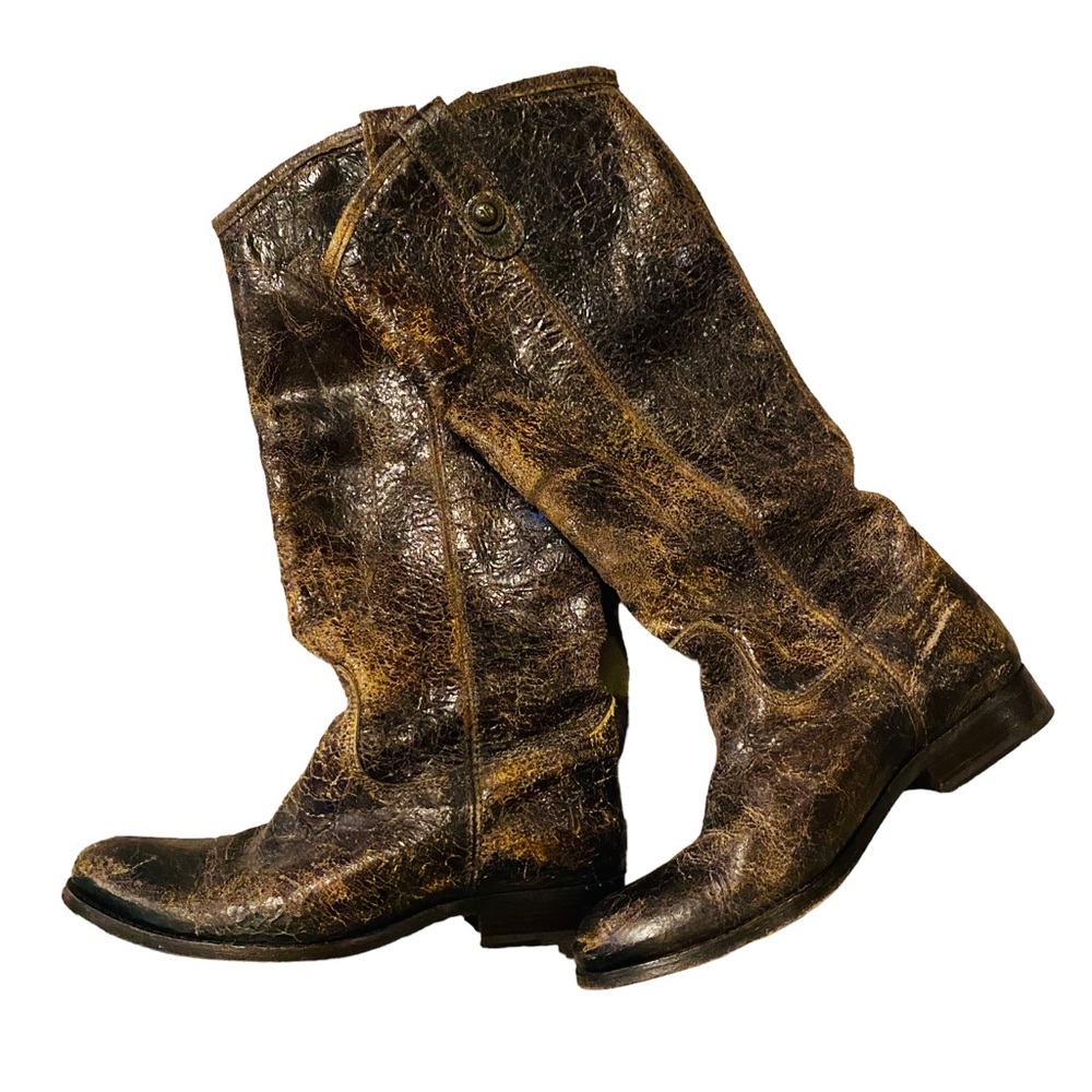 Frye intentionally Distressed Leather Knee High Boots - Picture 3 of 13